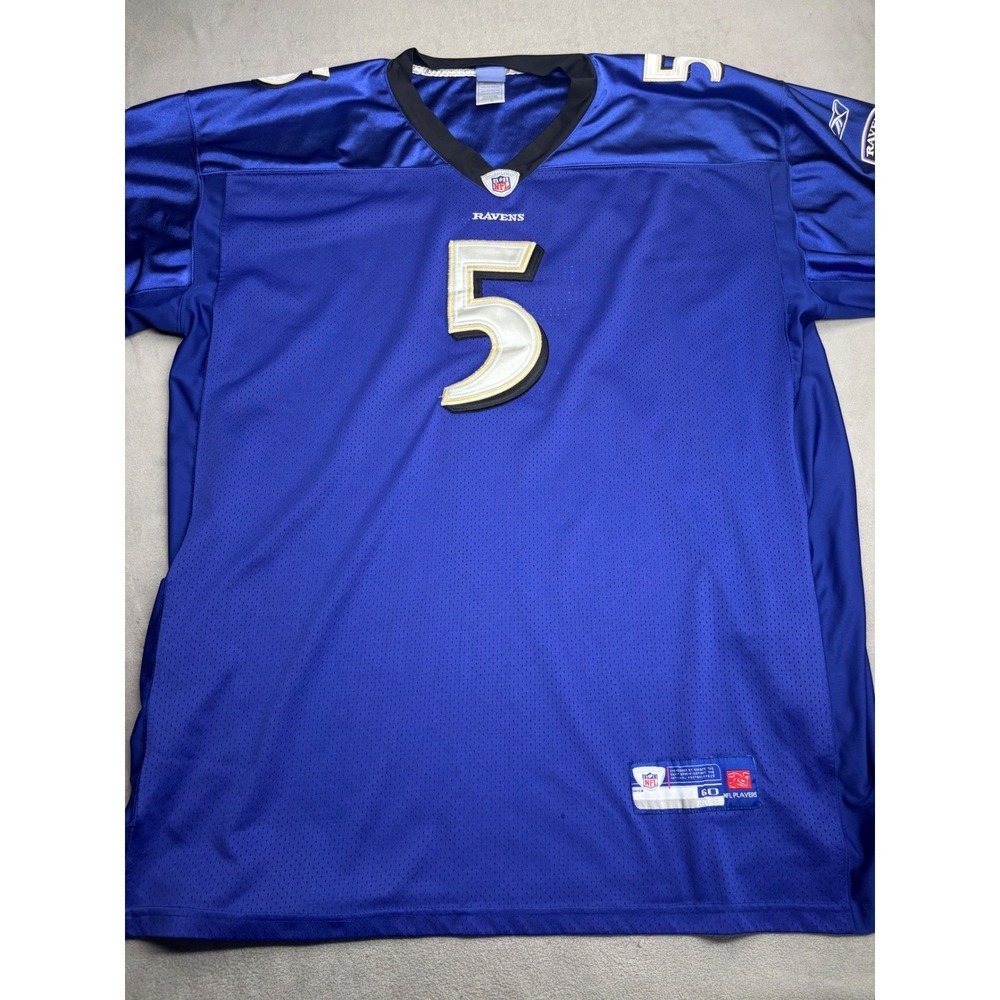 Reebok Baltimore Ravens Joe Flacco 5 NFL Jersey Purple Stitched Mens Size 60